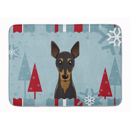 Carolines Treasures Winter Holiday Min Pin Machine Washable Memory Foam Mat BB1736RUG